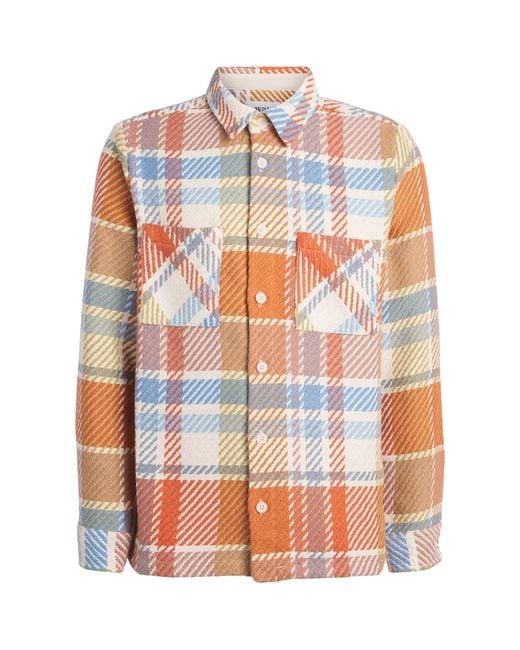 Wax London Orange Cotton-Blend Pike Check Whiting Overshirt for men