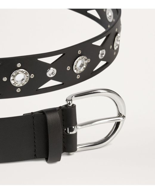 The Kooples Black Leather Studded Belt