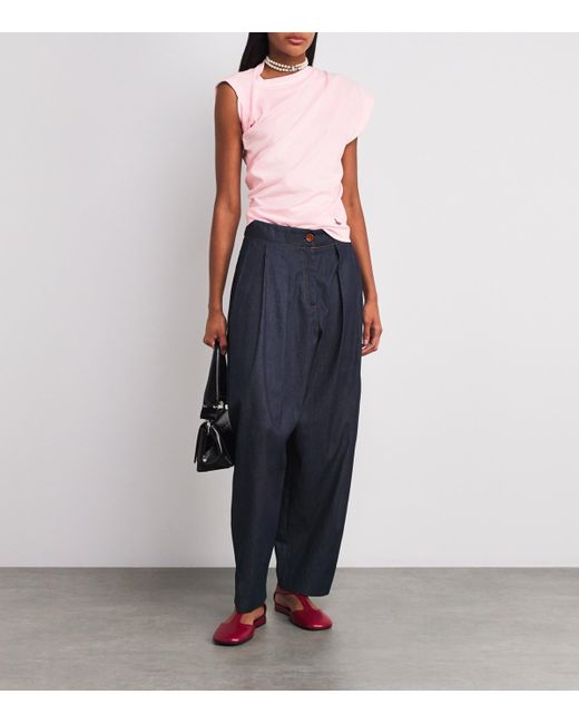 Vivienne Westwood Pink Cotton Asymmetric Orb Hebo Top