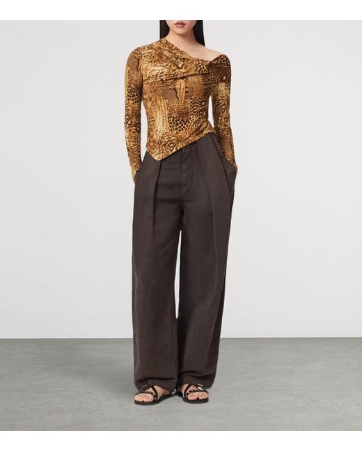 AllSaints Brown Animal Print Arlie Top
