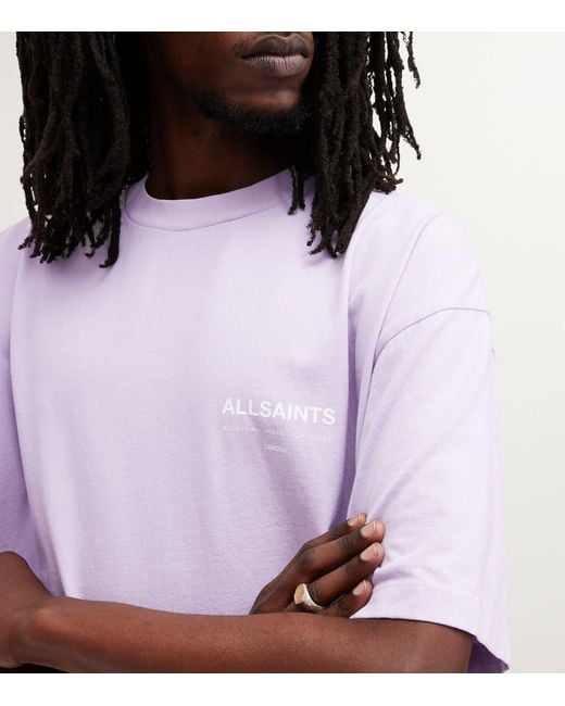 AllSaints Purple Organic Cotton Access Logo T-shirt for men