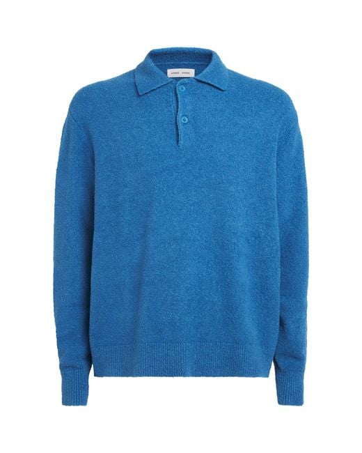 Samsøe & Samsøe Blue Cotton-Blend Polo Sweater for men