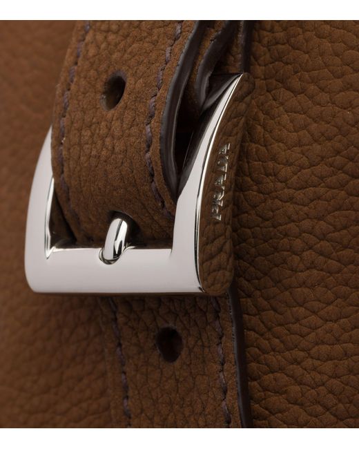 Prada Brown Nubuck Leather Shoulder Bag for men