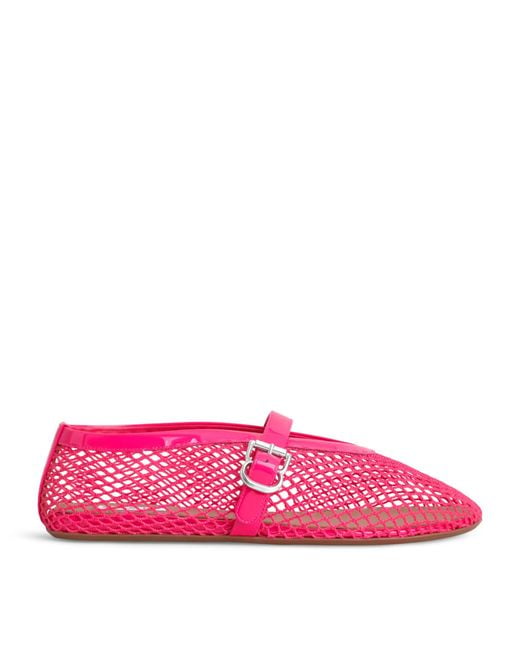 Alaïa Pink Leather Mesh Ballet Flats