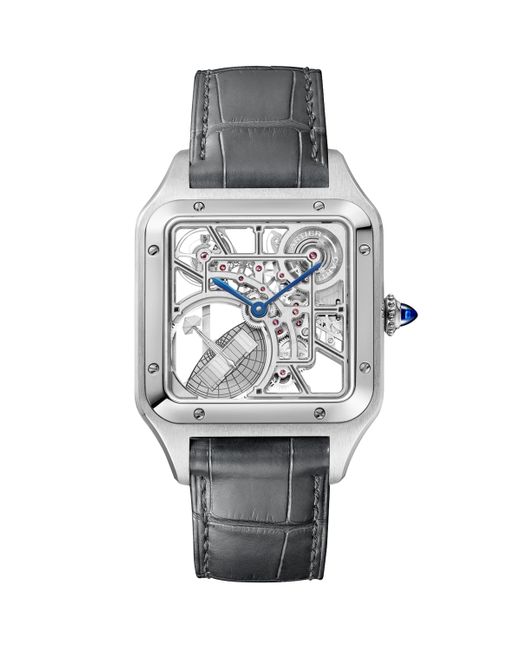 Cartier Gray Stainless Steel Santos-Dumont Skeleton Watch