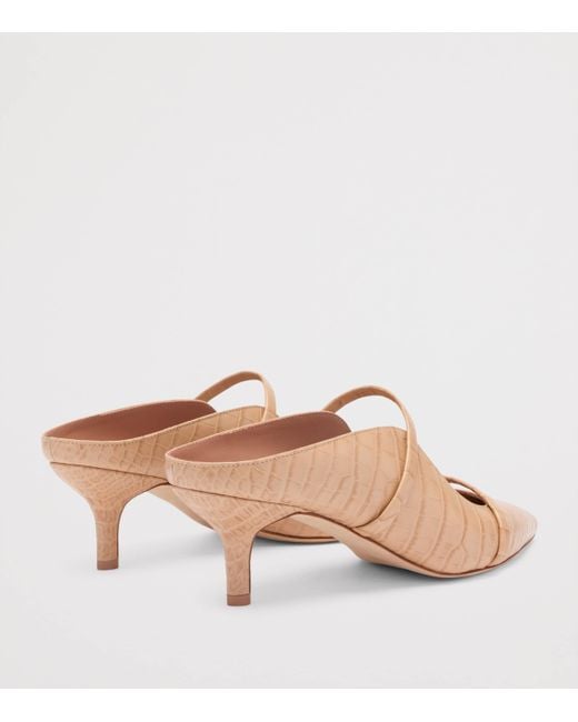 Malone Souliers Pink Croc-Embossed Leather Maureen Heeled Mules 45