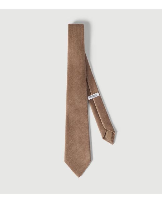 Brunello Cucinelli Natural Corduroy Tie for men