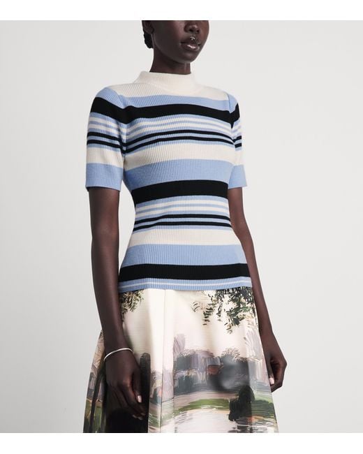 Emilia Wickstead Blue Merino Wool Stripe Toma Sweater