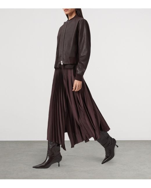 AllSaints Brown Leather Orten Bomber Jacket