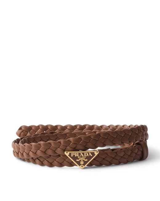 Prada Brown Nappa Leather Braided Belt