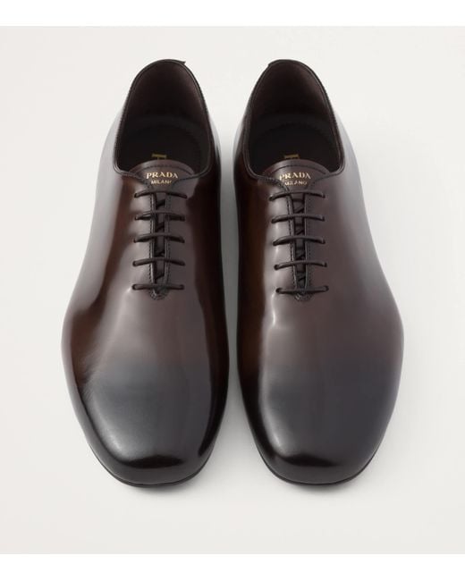 Prada Brown Leather Oxford Shoes for men