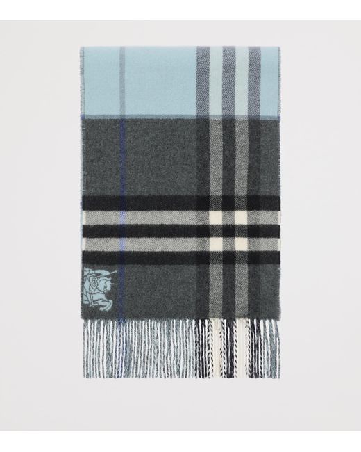 Burberry Gray Cashmere Contrast Check Scarf for men
