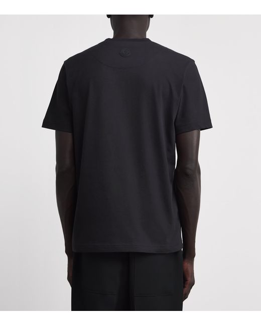 Moncler Black Cotton Flocked Logo T-Shirt for men