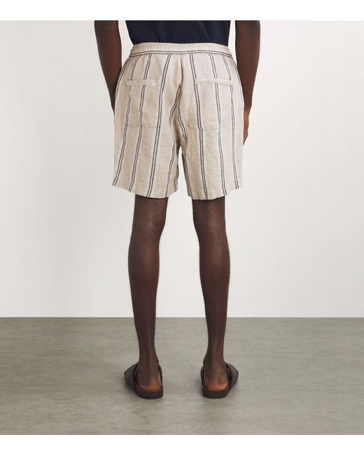 Oliver Spencer Natural Linen Striped Osborne Shorts for men