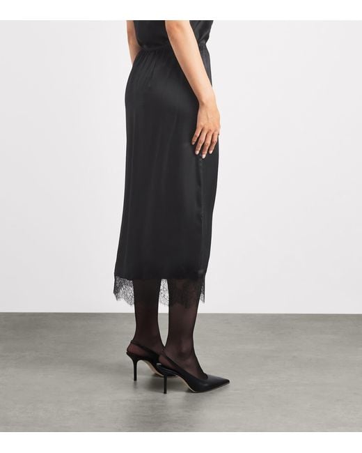 Anine Bing Black Silk-Blend Shelby Midi Skirt