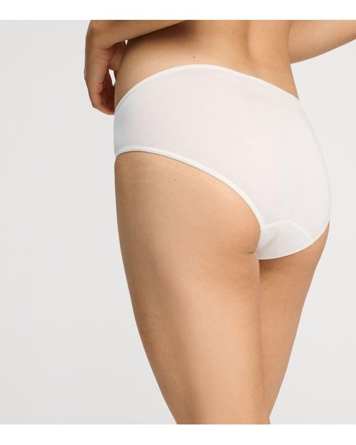 Hanro White Cotton Lace-Detail Rosaria Briefs