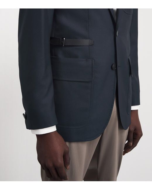 Brioni Blue Stretch-Cashmere Blazer for men