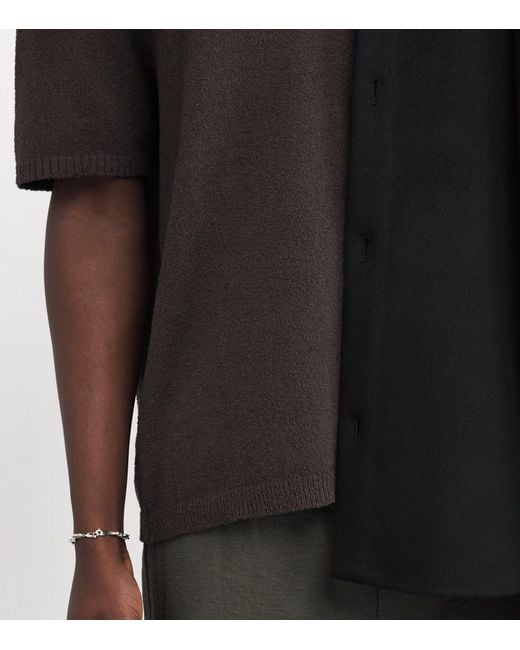 Commas Black Crochet-Detail Polo Shirt for men