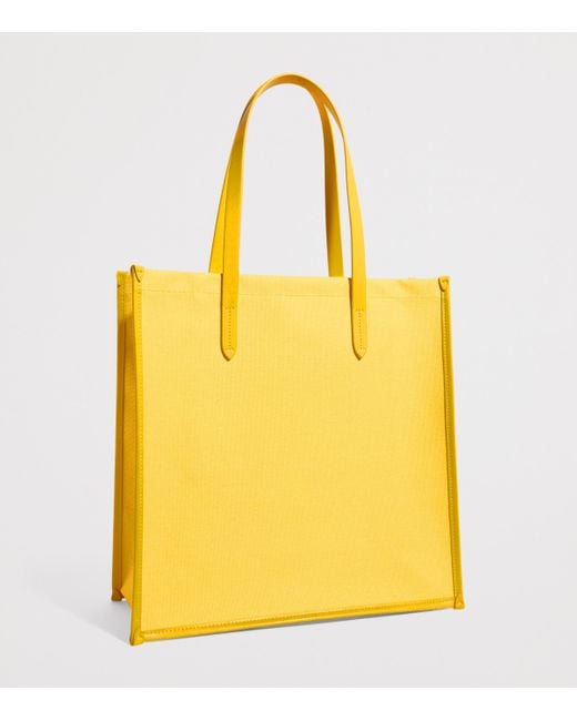 Harrods Yellow Cotton Custard Condiments Shopper Bag