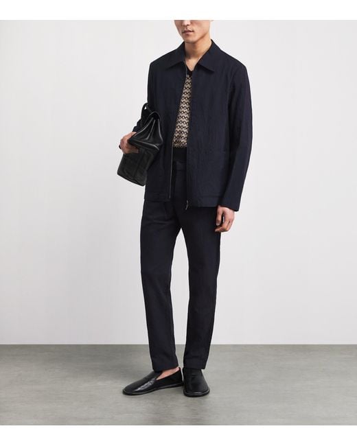 Barena Blue Cotton-Blend Crinkle Overshirt for men
