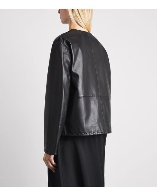 Rohe Black Cross-Stitch Leather Jacket