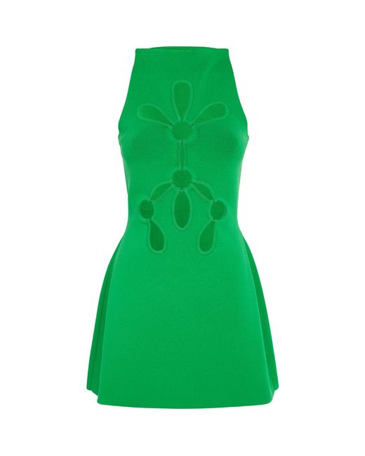 Cult Gaia Green Knit Franco Mini Dress