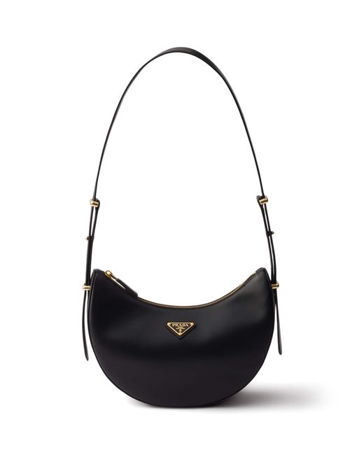 Prada Black Small Leather Arqué Shoulder Bag