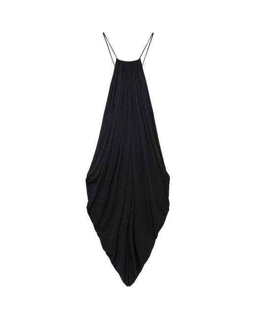 Loewe Blue Silk Draped Midi Dress