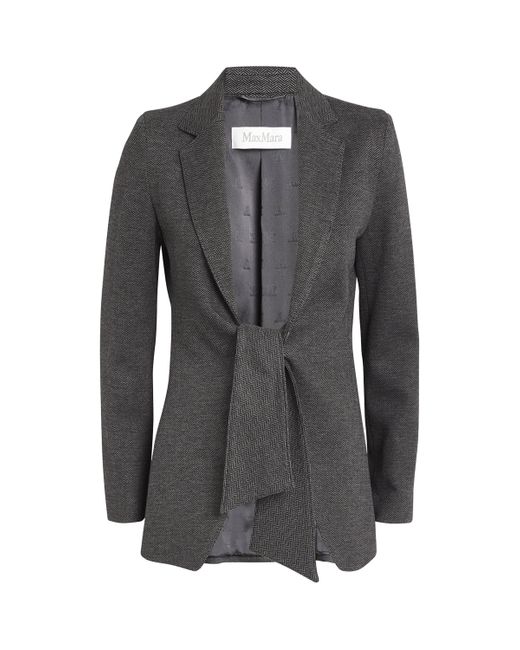 Max Mara Black Wool-Blend Tie-Front Blazer