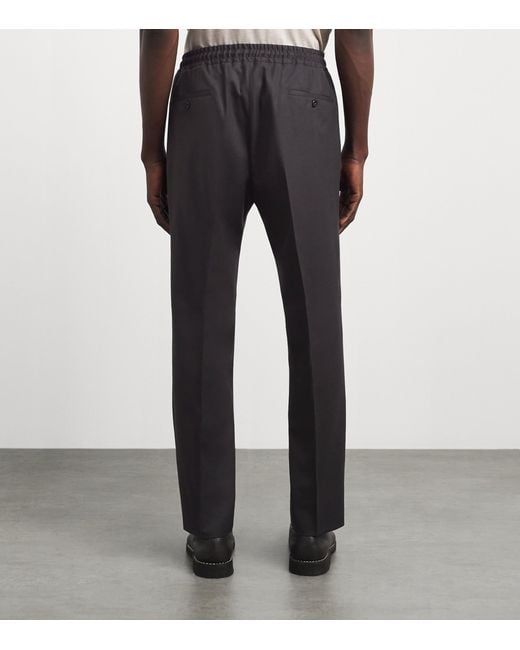 Corneliani Black Virgin Wool Drawstring Trousers for men
