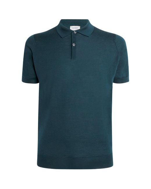 John Smedley Green Merino Wool Payton Polo Shirt for men