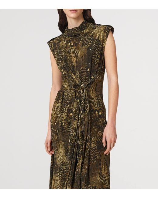 AllSaints Green Persia Midi Dress