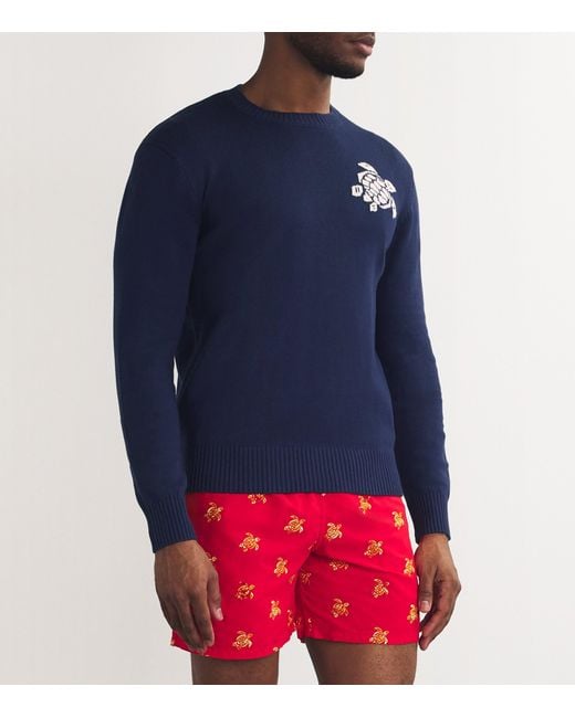 Vilebrequin Blue Cotton Turtle Rayol Sweater for men