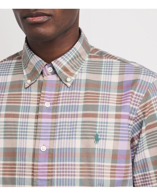 Polo Ralph Lauren Gray Cotton Madras Oxford Shirt for men