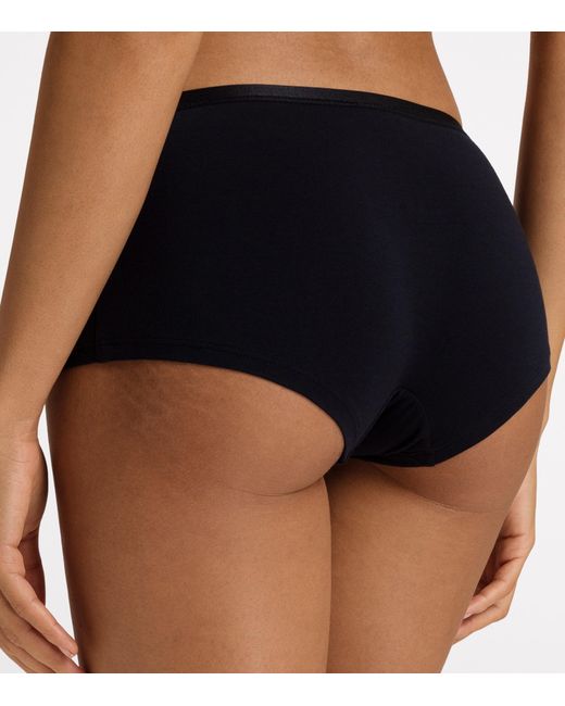 Hanro Black Stretch-Cotton Sensation Boyleg Briefs
