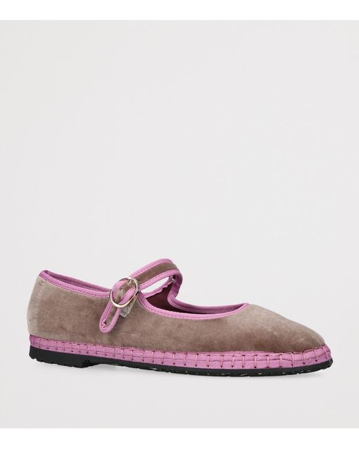 Flabelus Pink Velvet Odiseo Mary Janes