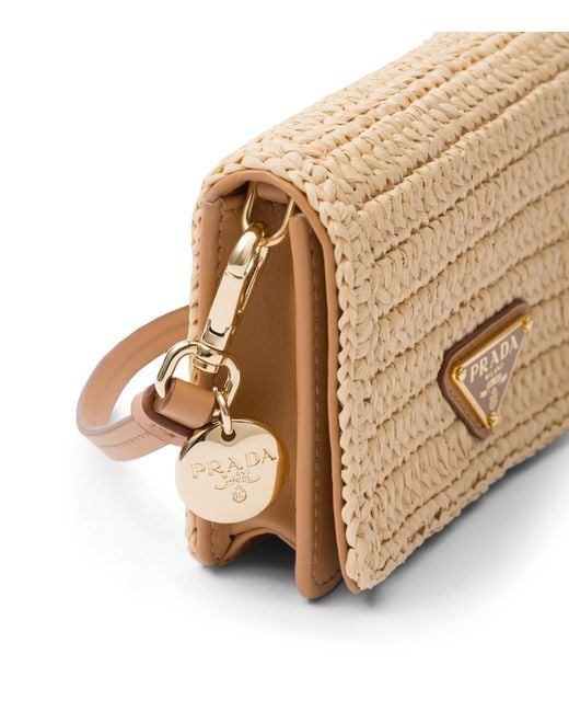 Prada Natural Woven Fabric Card Holder