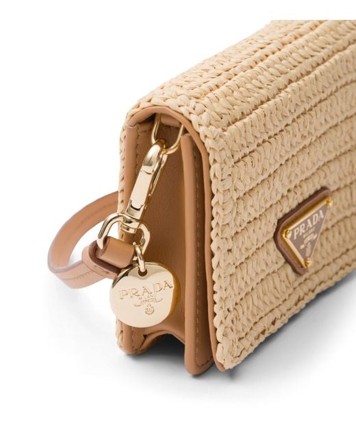 Prada Natural Woven Fabric Card Holder
