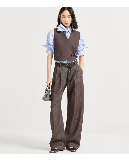 Brunello Cucinelli Brown Tropical Luxury Wool Vest