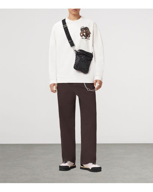 AllSaints White Organic Cotton Reticulate Sweatshirt for men