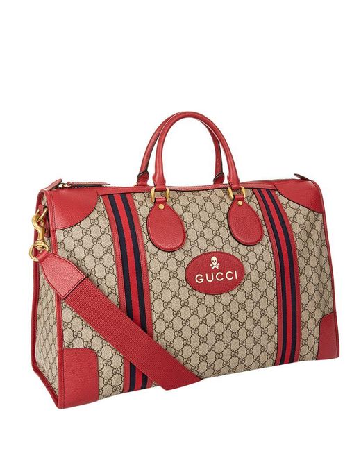 Gucci Large Soft Gg Supreme Duffle Bag in Red | Lyst