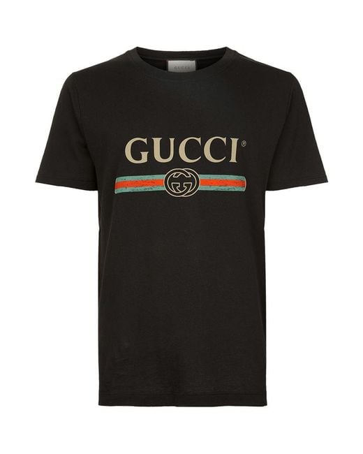 Gucci Black Fake Logo T-shirt for men