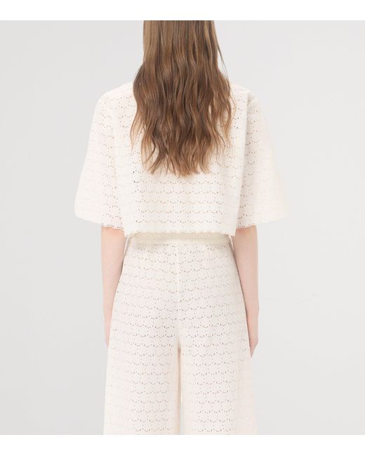 Valentino Natural Cropped Broderie Anglaise Shirt