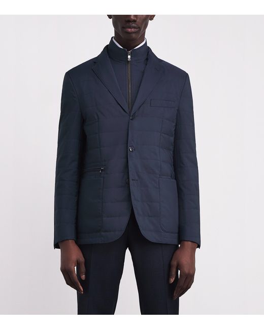 Corneliani Blue Technical Hybrid Blazer Jacket for men