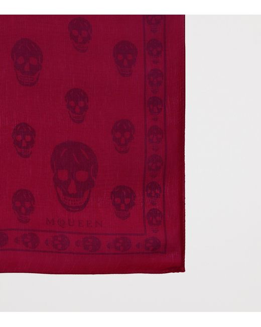 McQueen Red Silk Skull Scarf