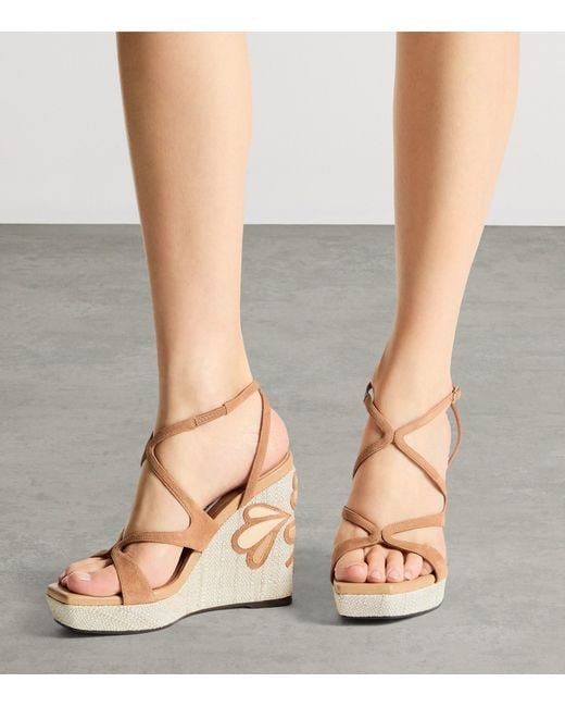 Jimmy Choo Metallic Ayla 110 Suede Wedge Sandals