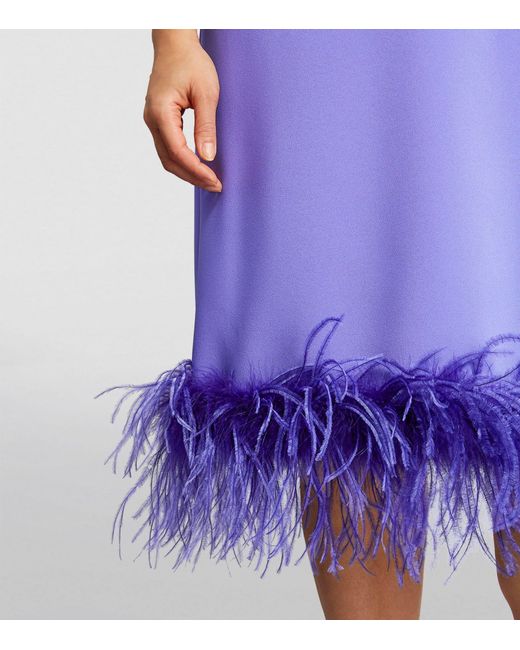 Marina Rinaldi Purple Feather-trim Midi Dress