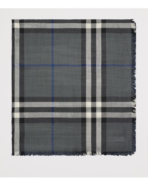 Burberry Black Wool-Silk Reversible Check Scarf