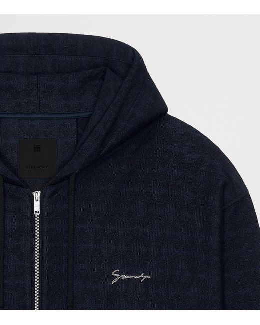 Givenchy Blue Monogram 72 Zip-Up Hoodie for men