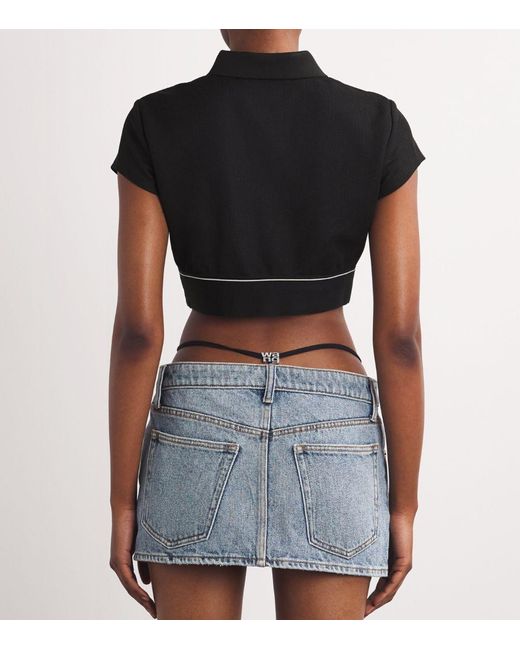 Alexander Wang Cropped Polo Shirt in Black Lyst UK